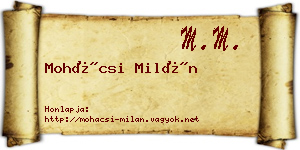 Mohácsi Milán névjegykártya