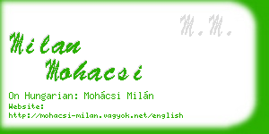 milan mohacsi business card