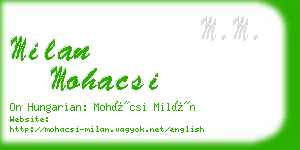 milan mohacsi business card